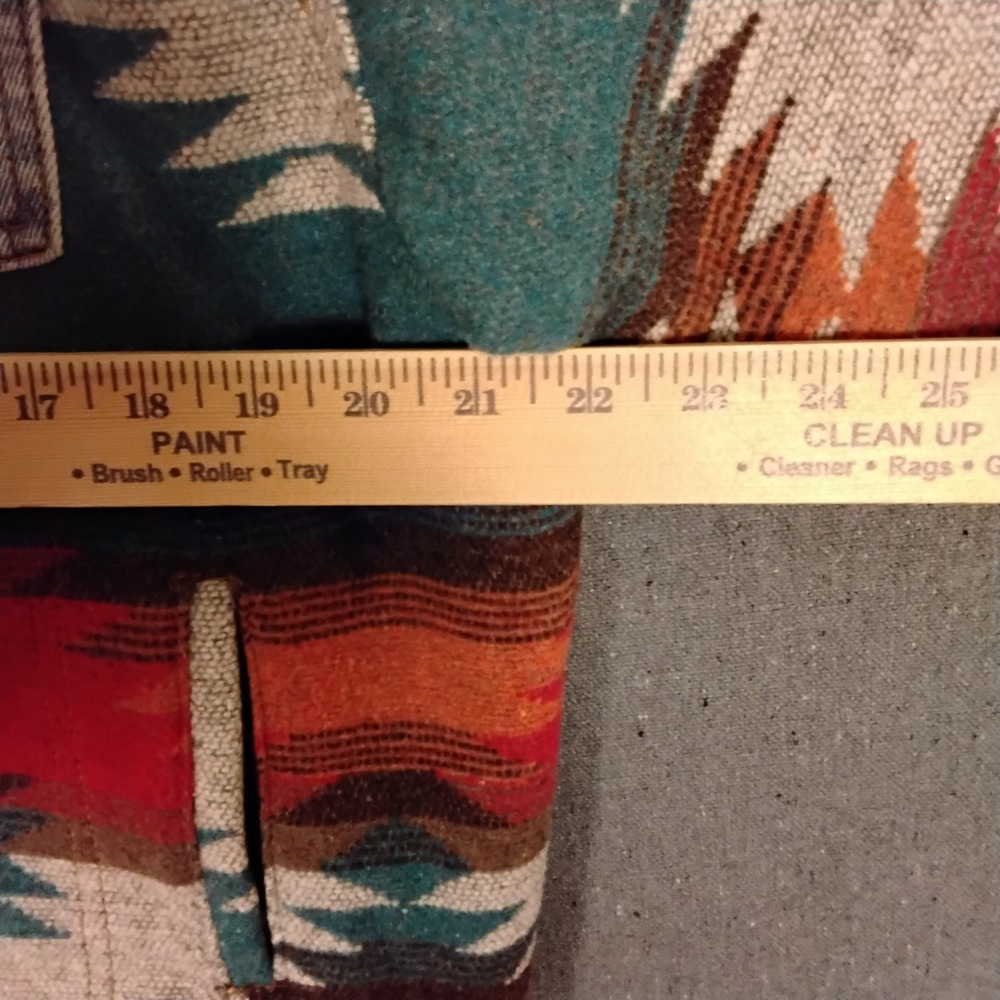 Polagram Womens M Southwestern Tapestry Denim Jacket Aztec Print Mixed Media - Picture 6 of 8